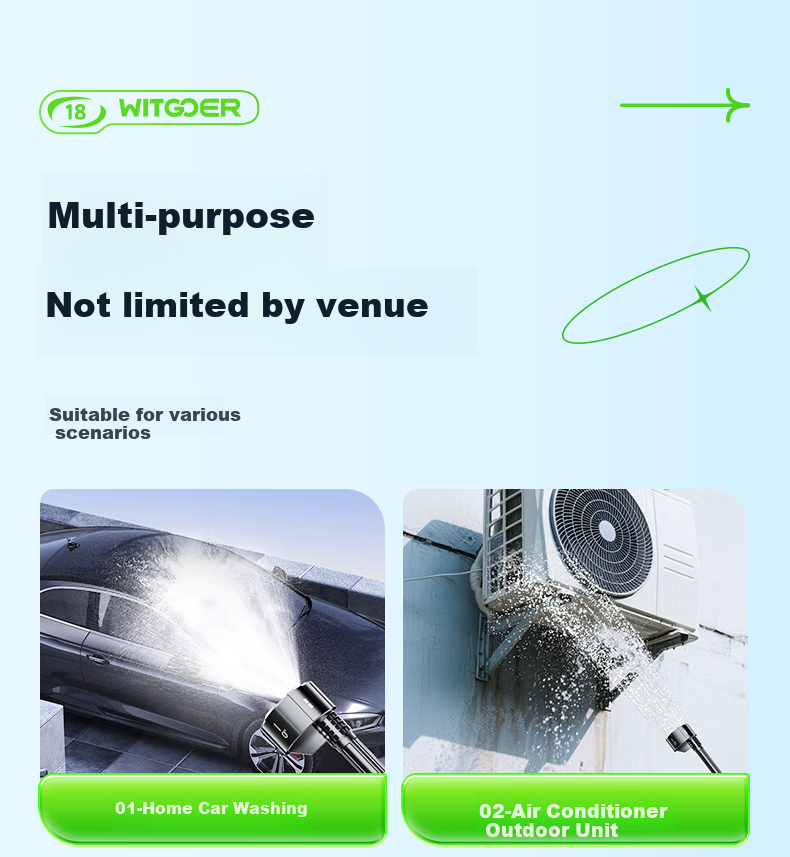 WITGOER Car Wash Machine Water Spray Gun, High-Pressure Household Pump, High-Power Lithium Battery Electric Wireless Powerful Cleaning, Portable Pressure Booster 30
