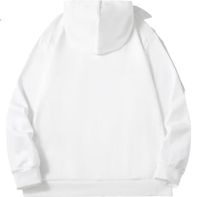 Mianzhi National Trend Brand Fleece-Lined Hoodie for Men, Trendy Versatile Round Neck Loose Casual Top for Men, White with Fleece Lining, Size M