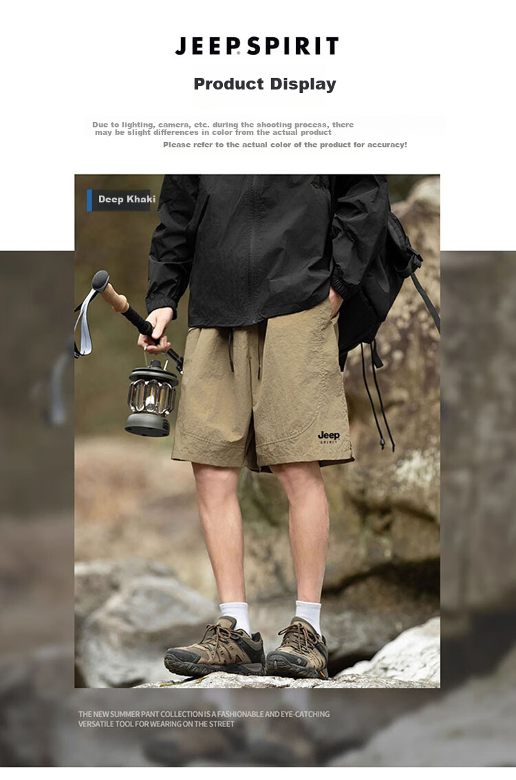 JEEP SPIRIT Men's Summer Ice Silk Quick-Dry Casual Shorts, Trendy Five-Point Pants, Space Gray, Size L 4
