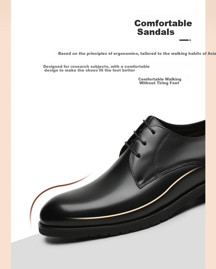Goldlion Men's Shoes, Business Formal Wear, Wedding Shoes, Comfortable Derby Leather Shoes, 50274043201A, Black, Size 37 7