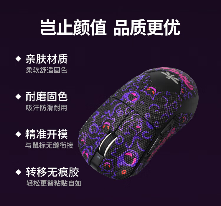 Huoxi Anti-Slip Stickers for VXE Dragonfly F1 Series Mouse, Sweat-Absorbing And Anti-Slip Stickers for Dragonfly F1 PRO/PROMAX Mouse, Weijie Mouse Stickers, F1 Series Black Gengui Full Coverage 2