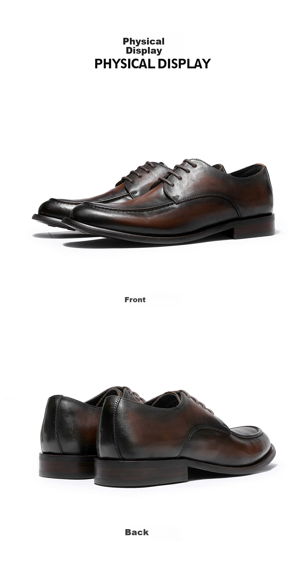 DESAI Hand-Scraped Texture Business Casual Leather Shoes for Men, Genuine Leather Suede Formal Handmade Men's Shoes, Brown, Size 39 3