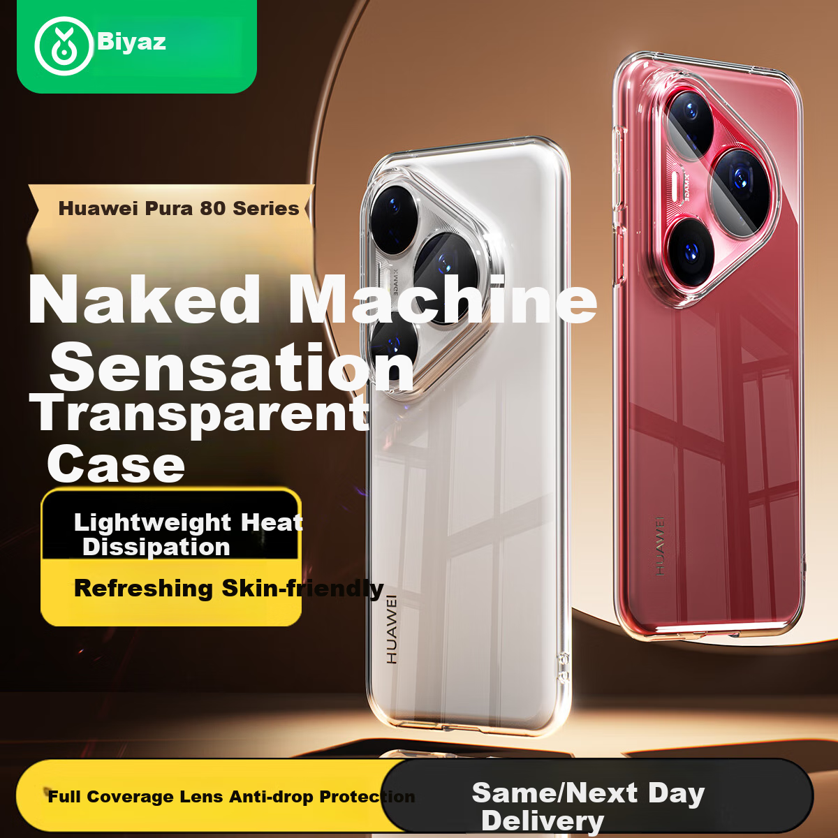 Прозрачный чехол BIAZE для Huawei Pura 80 Pro / Pura 80 Pro+, противоударный, тонкий, мягкий, полный комплект защиты