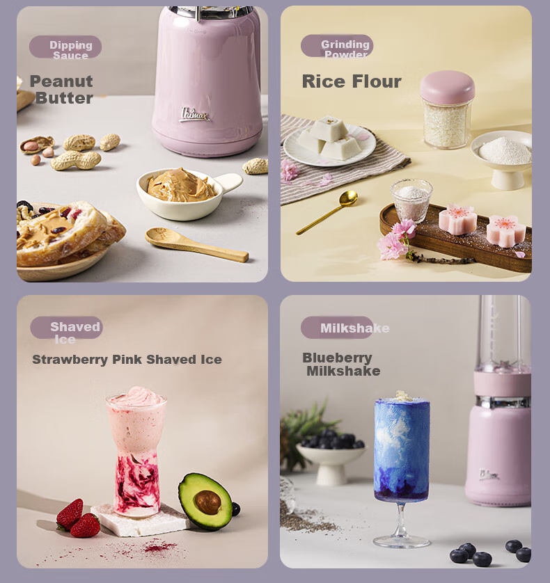 Thimax 15-Second Light Meal Blender, Home Small Mini Portable Fruit And Vegetable Processor, High-Power Fully Automatic Juicer [0.5L + 0.25L Dual Cups] 3466 Pink 7
