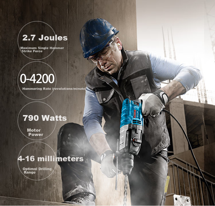 BOSCH Electric Hammer And Drill, Lightweight 2kg Class, Multi-Purpose One Machine with Four Holes, 5 Series Dust Collection Cover Set, GBH 2-24 DRE 5