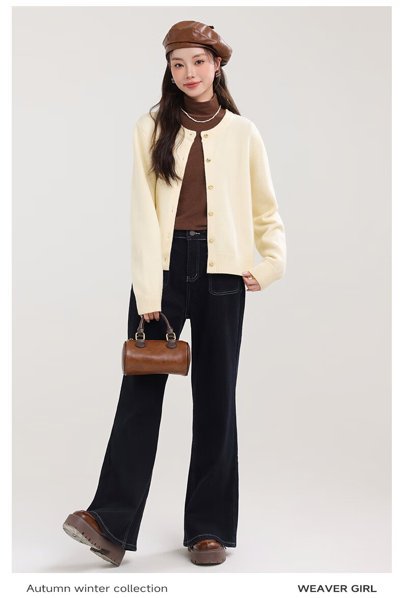 MJ STYLE Round Neck Sweater Jacket for Women 2026 Autumn Winter New Soft Warm Chanel Style Knitwear Top 2