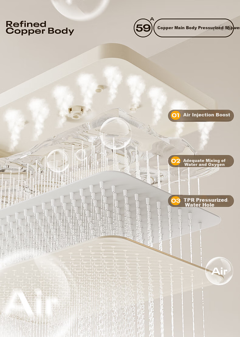 HUIDA Shower Head Set, Large Screen High-Pressure Brass Body, Home Bathroom Shower Head Complete Set TS105S 11