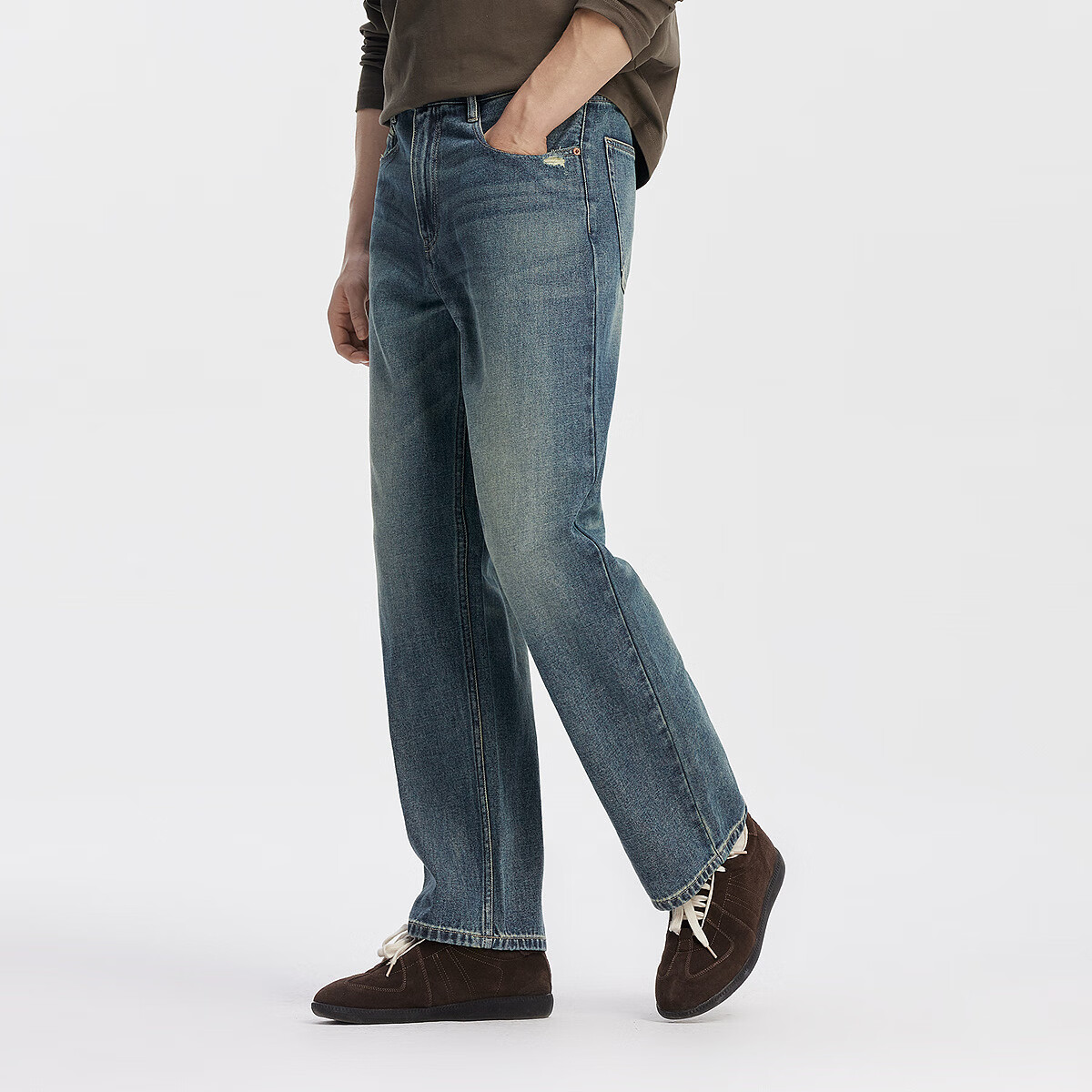 Джинсы Semir Vintage Straight Leg Jeans для мужчин, осенние брюки 2025, модель 103525124102A, синий/серый деним, размер 31