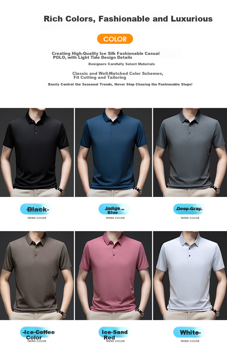 LangSha Polo Shirt for Men, Summer Quick-Dry Ice Silk Cool-Touch T-Shirt, Loose Casual Business Versatile Collared Short Sleeve, Gift for Elders 3