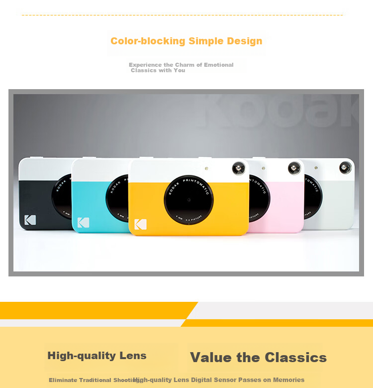 KODAK PRINTOMATIC Camera (Instant Printing, No Ink Required, Simple Contrasting Colors) Blue And White 3