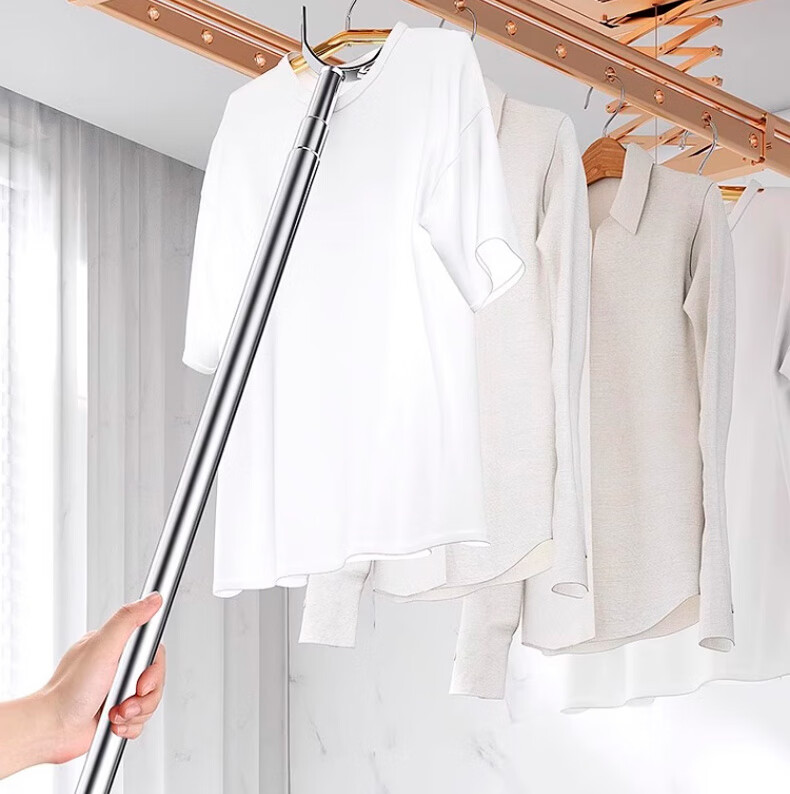 40,000km Stainless Steel Telescopic Clothes Drying Rod Fork Household Extendable Support Pole Balcony Hanger Rod 4
