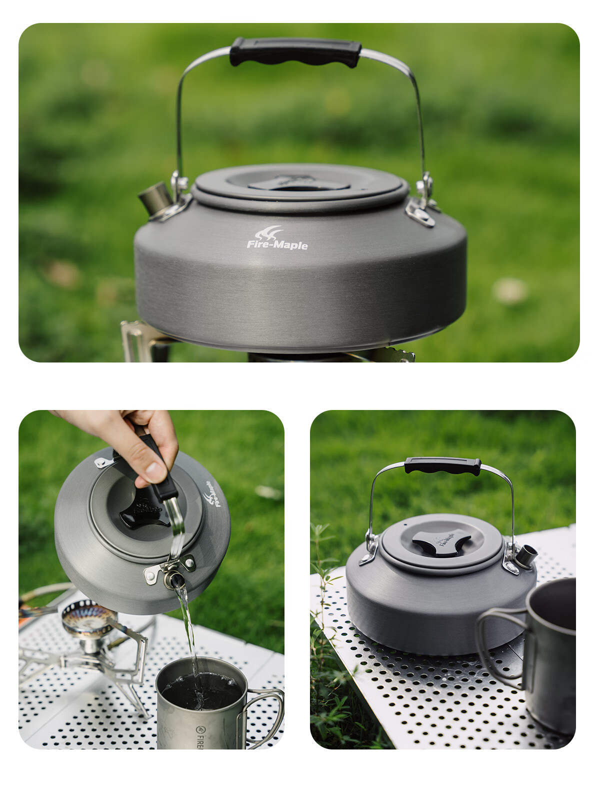 FIRE-MAPLE XT1 Heat Collection Pot 0.8L, Windproof Quick Heating Outdoor Camping Kettle, Aluminum Tea Pot, Coffee Pot, Fire-Round Brewing Tea 10