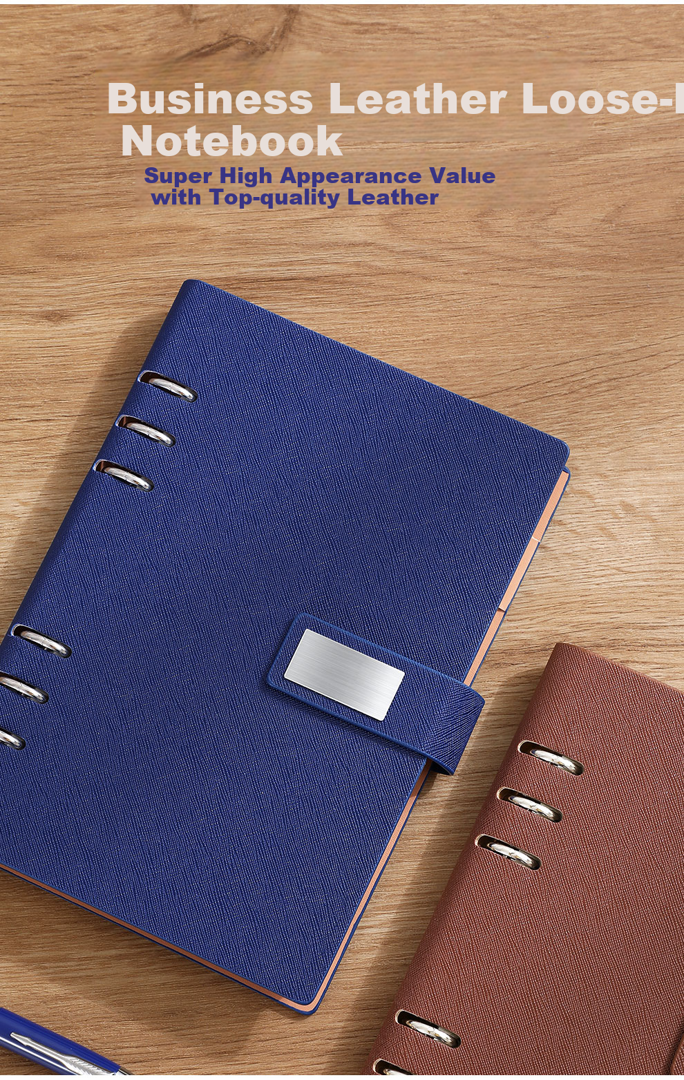 Zuodi Loose-Leaf Notebook, Stationery, Business Office Supplies, A5 Size, Thick Detachable Leather Cover, Meeting Record Book, High-Quality Diary, Customizable 3