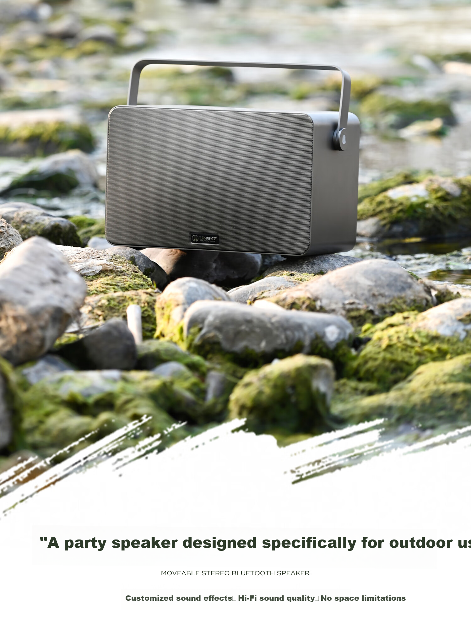 Lingke M5 Stereo Outdoor Speaker Portable Wireless Bluetooth Speaker with High And Low Volume, 50-Hour Ultra-Long Battery Life, Waterproof, Practical Birthday Gift, Army Gree 2