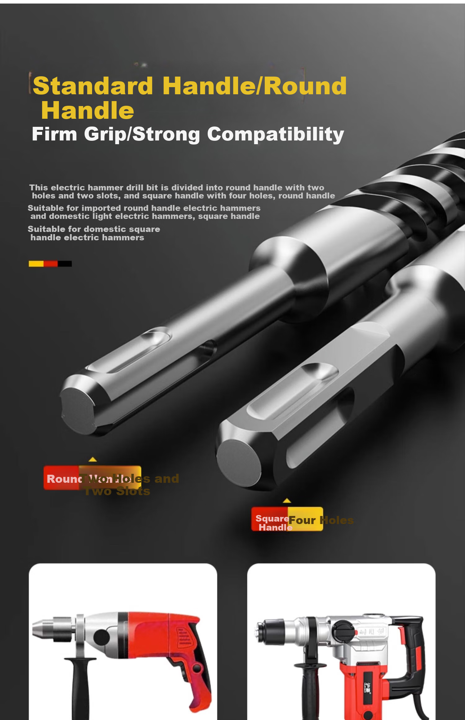 HUHAO Tungsten Steel Alloy Cross Hammer Impact Drill Bit, Extended Wall-Piercing Hole-Making Concrete Bit, 12*160mm Round Shank 14