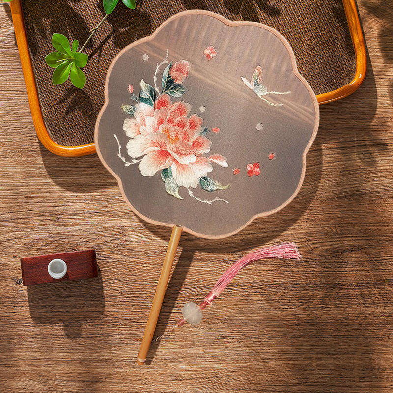 Duomeiyi Traditional Chinese Style Double-Sided Su Embroidery Fan Ancient Round Fan Birthday Gift Han Ethnic Dance Photography Fan