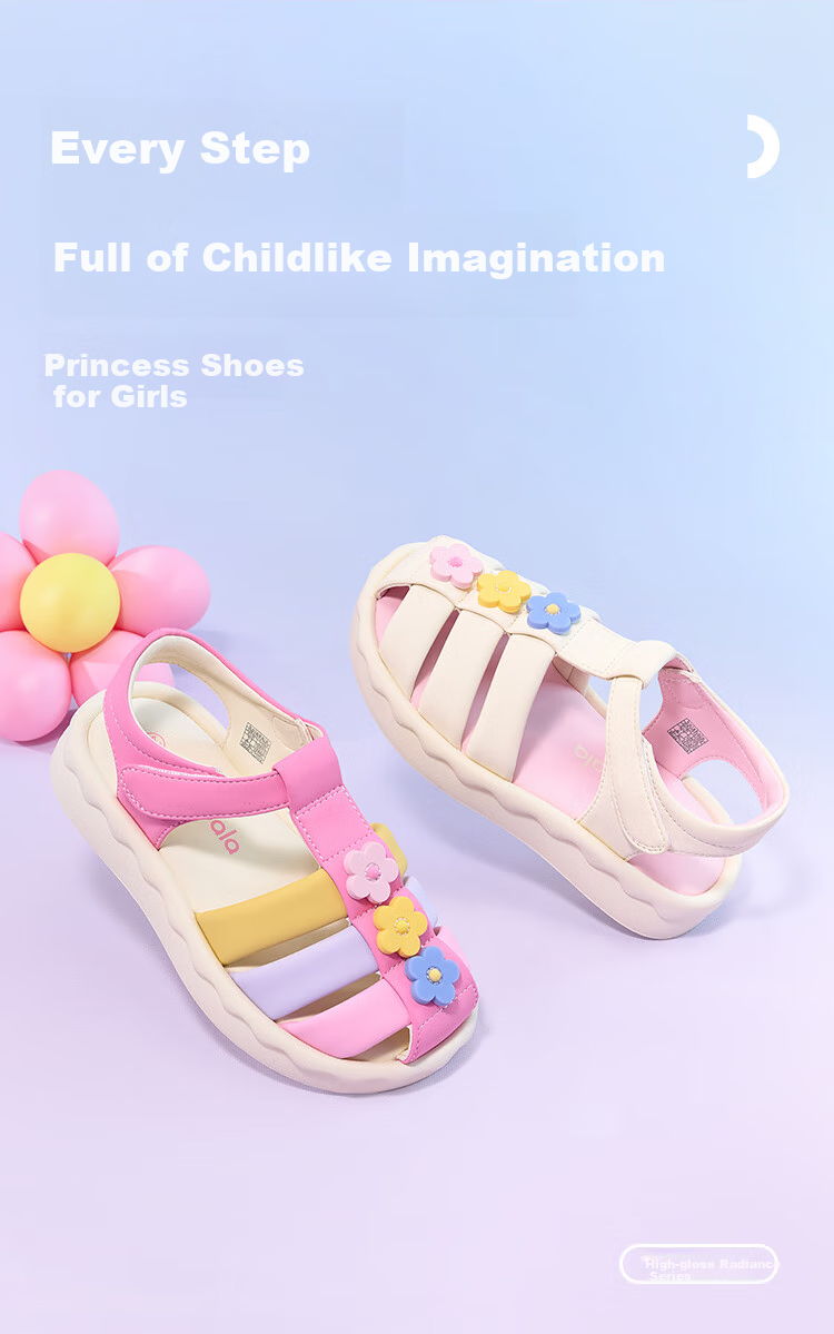 BALABALA Children's Sandals, Girls' Shoes, Summer 2025 Soft-Soled Roman Sandals, Closed-Toe Beach Shoes, 208225141009 1