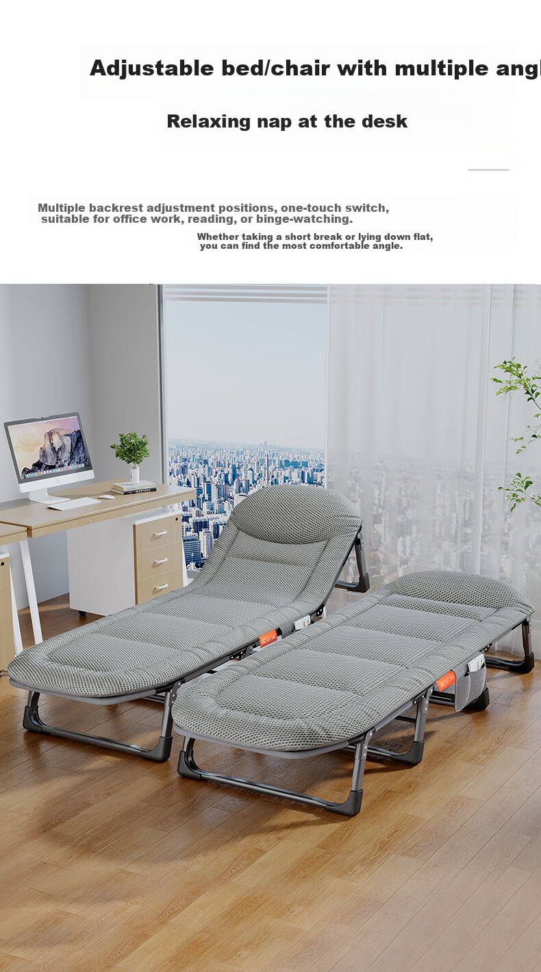 OKeefe Folding Bed Lounge Chair, Single Nap Bed, Multifunctional Camping Bed, Accompanying Bed, Office Nap Bed, Breathable Mattress Surface 4