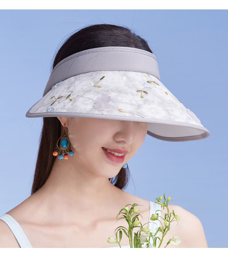 Shanghaigushi Sun Protection Hat for Women, Spring And Summer Visor Outdoor Casual UV-Resistant Sun Hat with Embroidery And Wide Brim 12