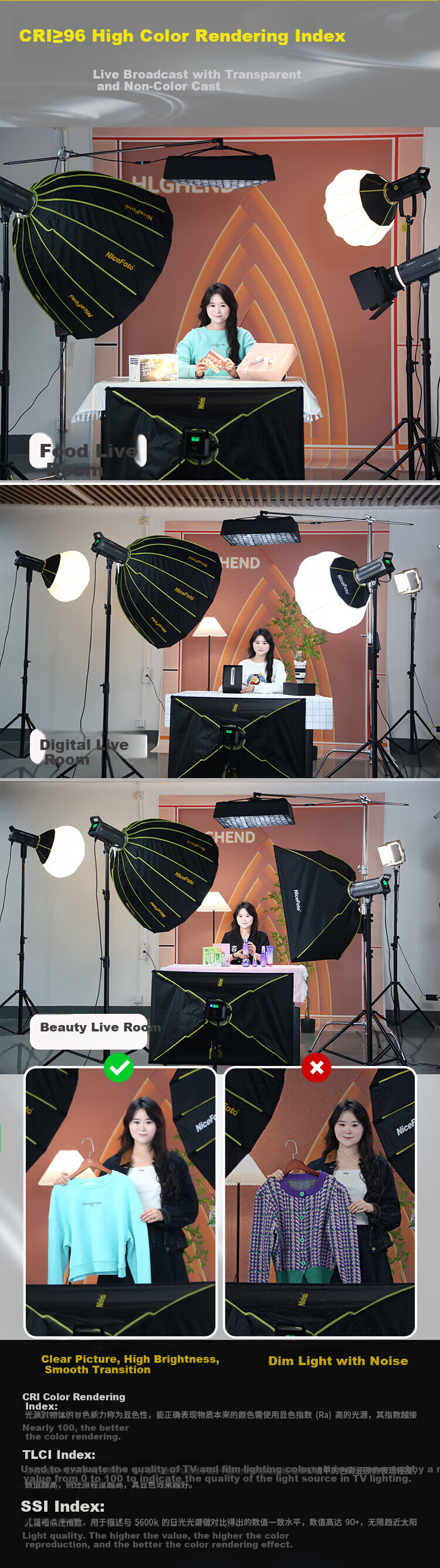 Nice Foto La-2000b LED Fill Light, Photography Studio Light, Short Video And Film Shooting Light, Live Streaming Fill Light, LA-2000b Single Light [Single Color Temperature] 3