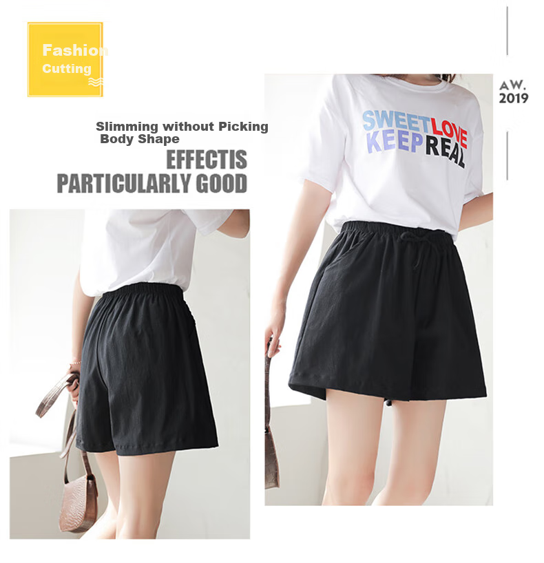LangSha Cotton And Linen Shorts for Women, Summer A-Line Style, Plus Size, Sports Shorts, Versatile High-Waist Loose Casual Wide-Leg Hot Pants 5