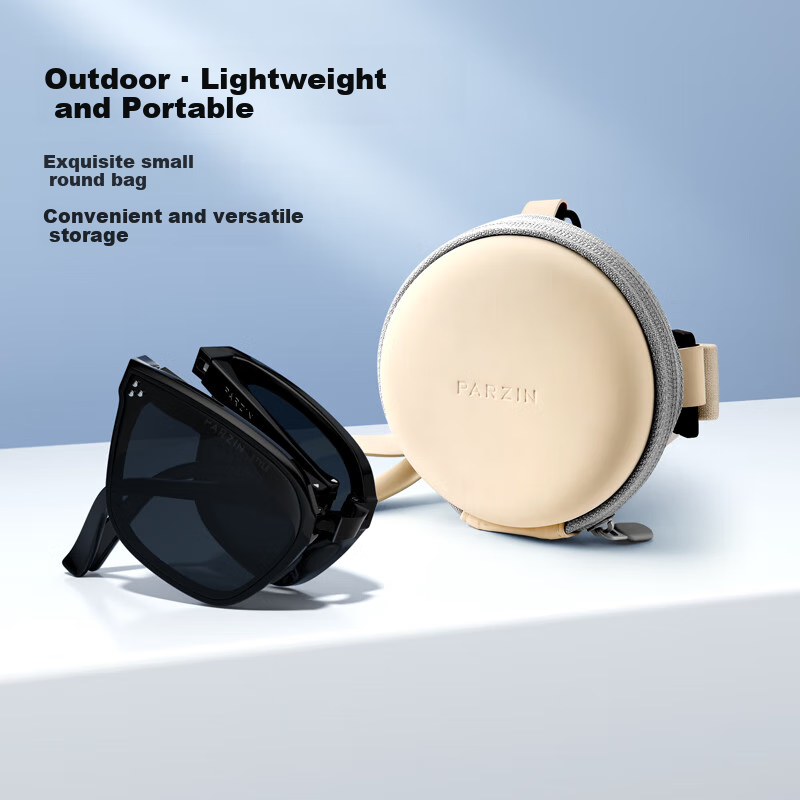 PARZIN Foldable Sunglasses for Women, Fan Chengcheng Style Lightweight Black Ultra Glasses, UV Protection Driving Sunglasses for Men PZ91518