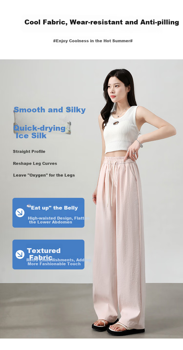 XUEXIMAN Cool Wide-Leg Pants for Women, Summer Lightweight 2026 New High-Waist Draping Loose Quick-Dry Lazy-Feel Mafu Yamamoto Pants 4