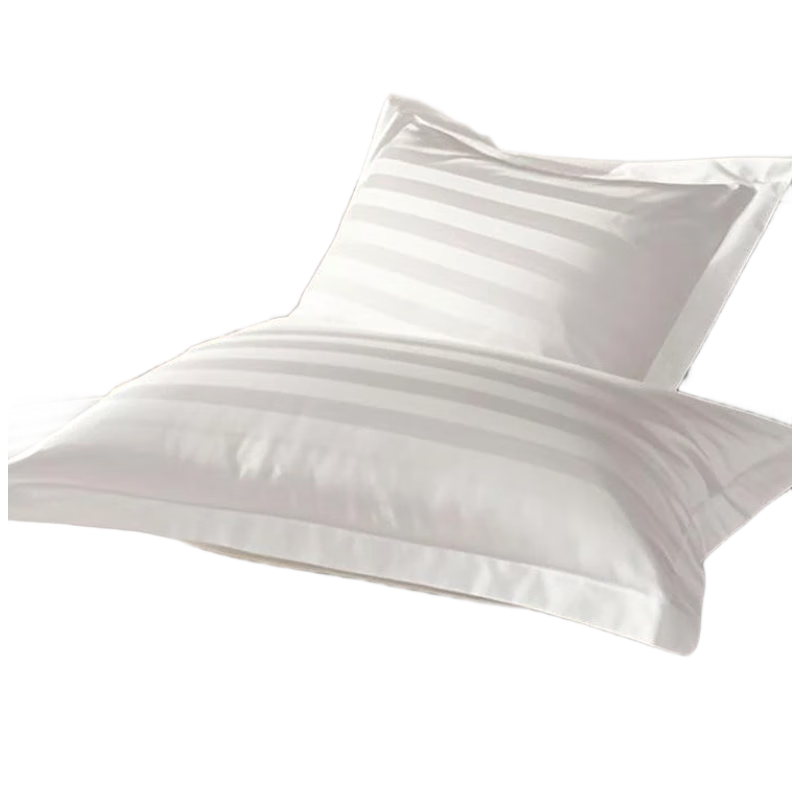 ZiiU Hotel Pillowcase Set of 2 3cm Satin Stripe 60s Cotton White Pillow Covers 48x74cm