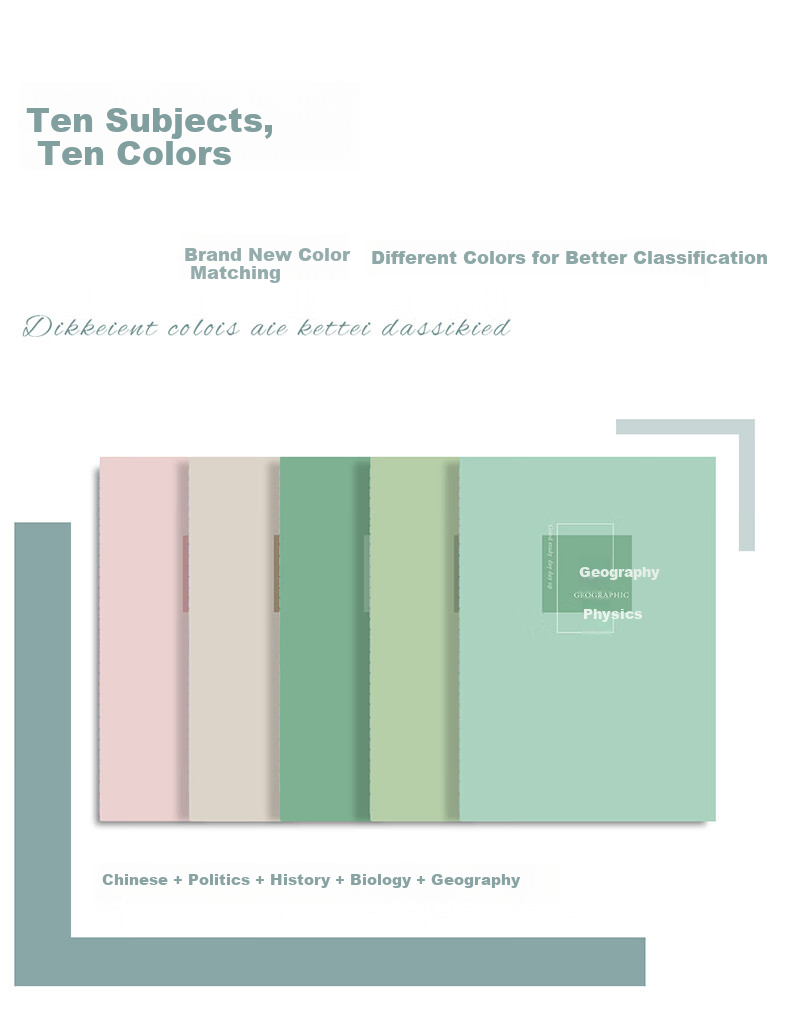 Faramon Subject-Specific Notebooks, Thickened B5 Size, for High School And Middle School Students, Complete Set of Seven Sciences, Subject-Specific Error Correction Books, for Chinese, English, And Mathematics Homework, 8-Pack Set 3