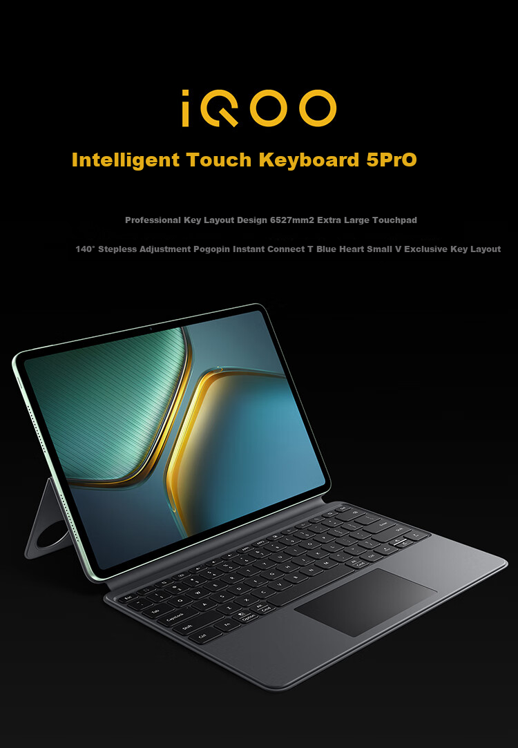 IQOO Smart Touch Keyboard 5 Pro, New Moon Gray, Professional Key Layout Design, Large Touchpad, Blue Heart Small V Exclusive Key Layout 1