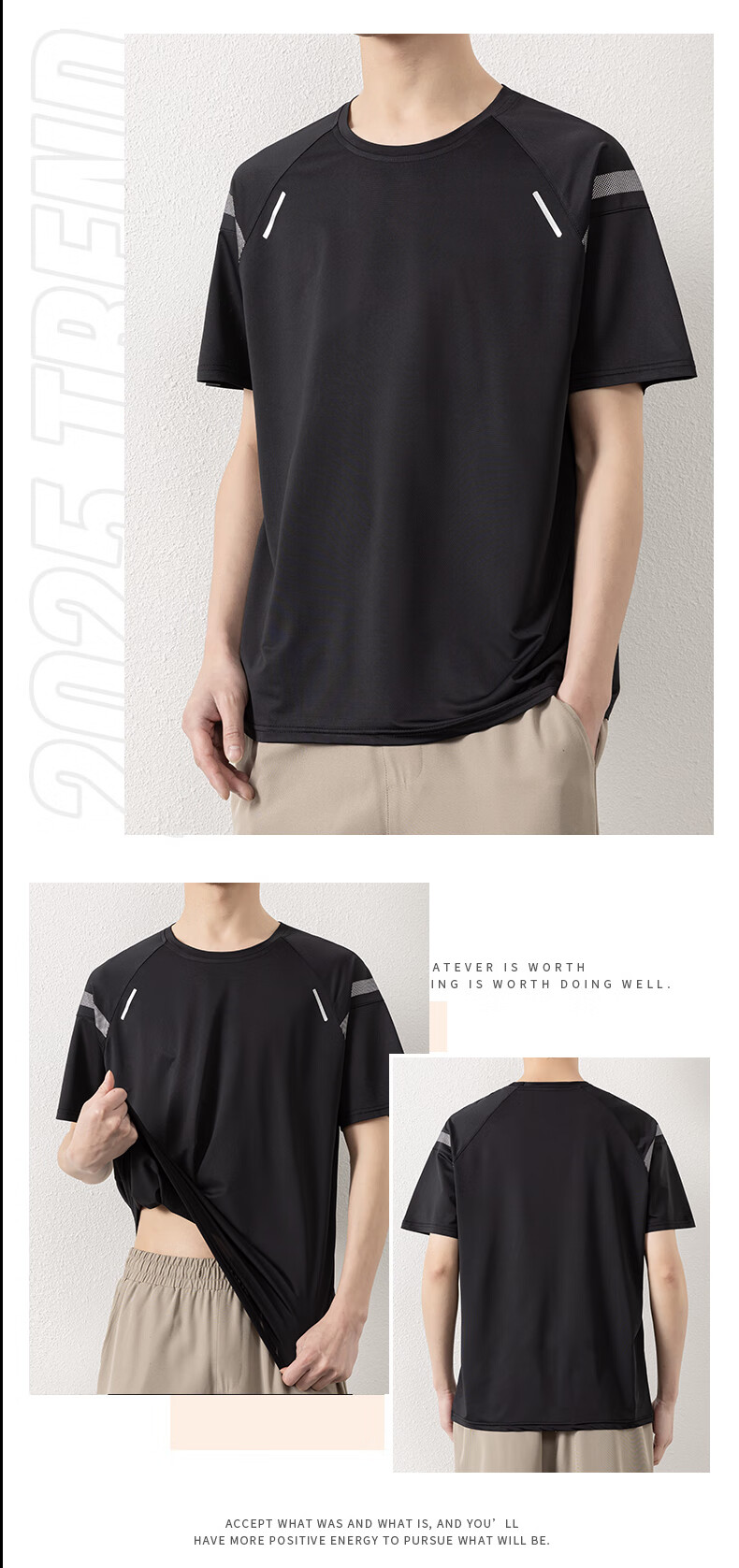 ROMON Men's Short Sleeve T-Shirt Summer Thin Loose Casual Ice Silk Cooling Sports Quick-Dry Base Shirt 8204 Silver Gray 3XL 10