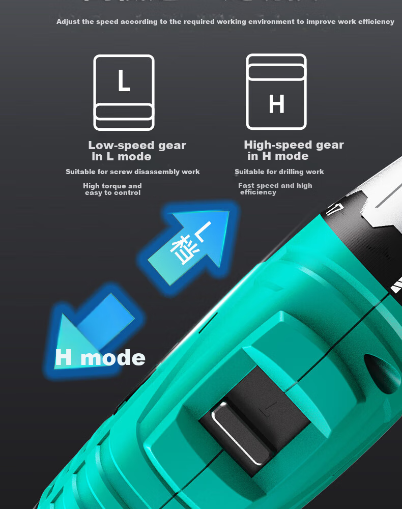 Dayi Electric Drill, Lithium Battery Handheld Drill, Pistol Drill, Rechargeable Multi-Functional Household Electric Screwdriver, Bare Tool 1028 9