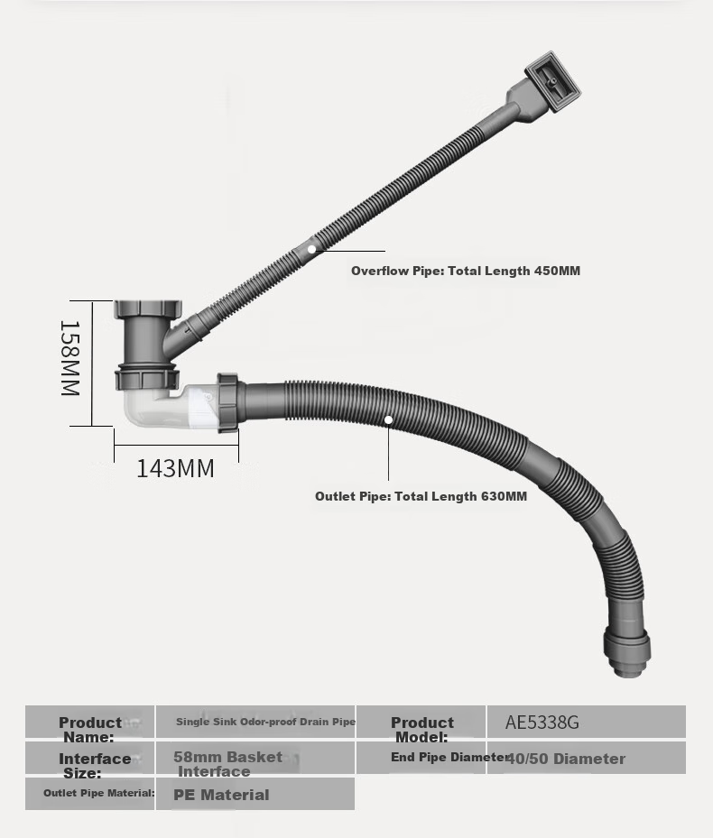 ARROW Kitchen Sink Drain Pipe Three-Way Fitting Set, Dishwashing Basin Drainage System, Sink Drainage Pipe 15