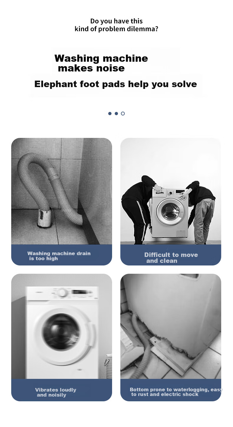 Zhaizhiduo Washing Machine Base, Shock-Absorbing Universal Drum-Specific Elephant Foot Anti-Slip Anti-Vibration Pad, High-Leg Stand for Midea/Haier Universal, White 3