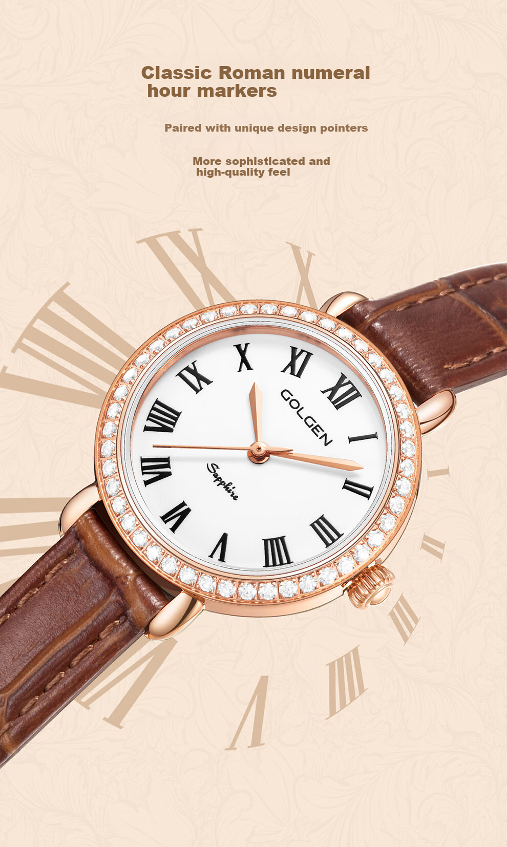 GOLGEN Women's Watch, Little Swan Series, Ladies Leather Strap Vintage Quartz Watch, Birthday Gift for Girlfriend, 19036 10