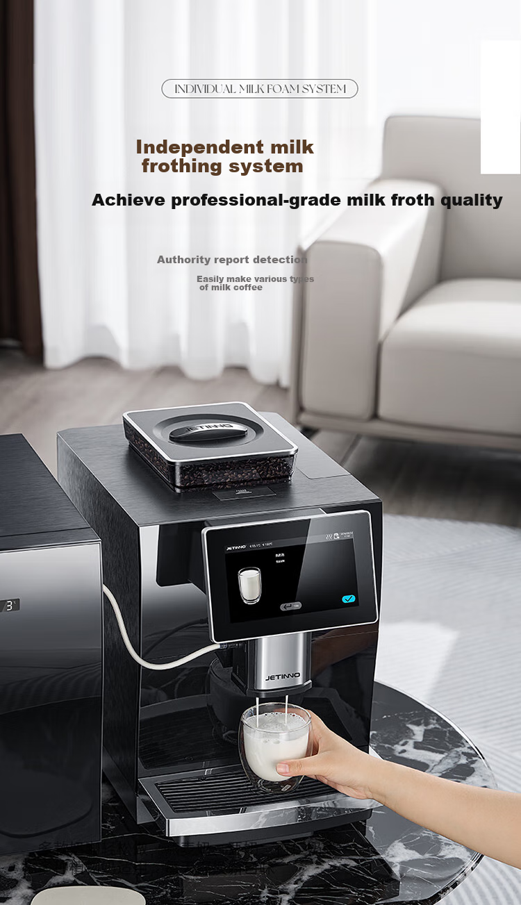 Jinu (Jetinno) [7-Day Trial] Fully Automatic Coffee Machine for Home And Office Use with Integrated Grinding (64mm Flat Blade), Dual Boiler, Self-Cleaning JL15 (20g Ground Coffee Container) 6