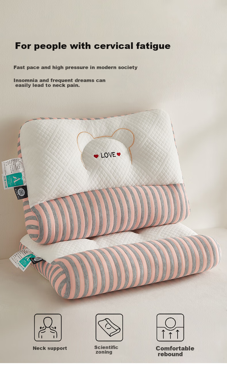 Hodo Class A Pillow, Cervical Pillow, Traction Neck Support Pillow, Adult Sleeping Cervical Pillow, Sleep Pillow, 42*65cm, Pink 3