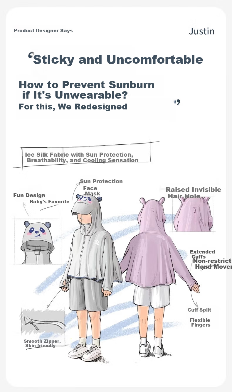 Aibedila Baby Sunscreen Jacket Summer Thin Ice Silk Cooling Sun Protection Clothing Unisex Kids Air Conditioning Cape 3