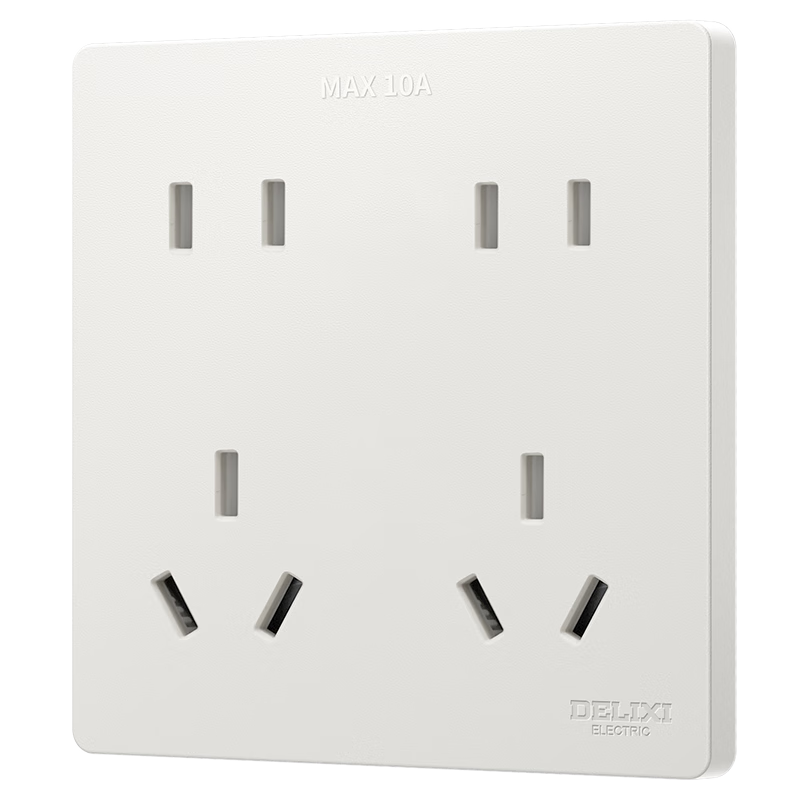 DELIXI Switch Socket Matte Frosted Cream Style Large Panel Ten-Hole Socket CD806 Han Jade White