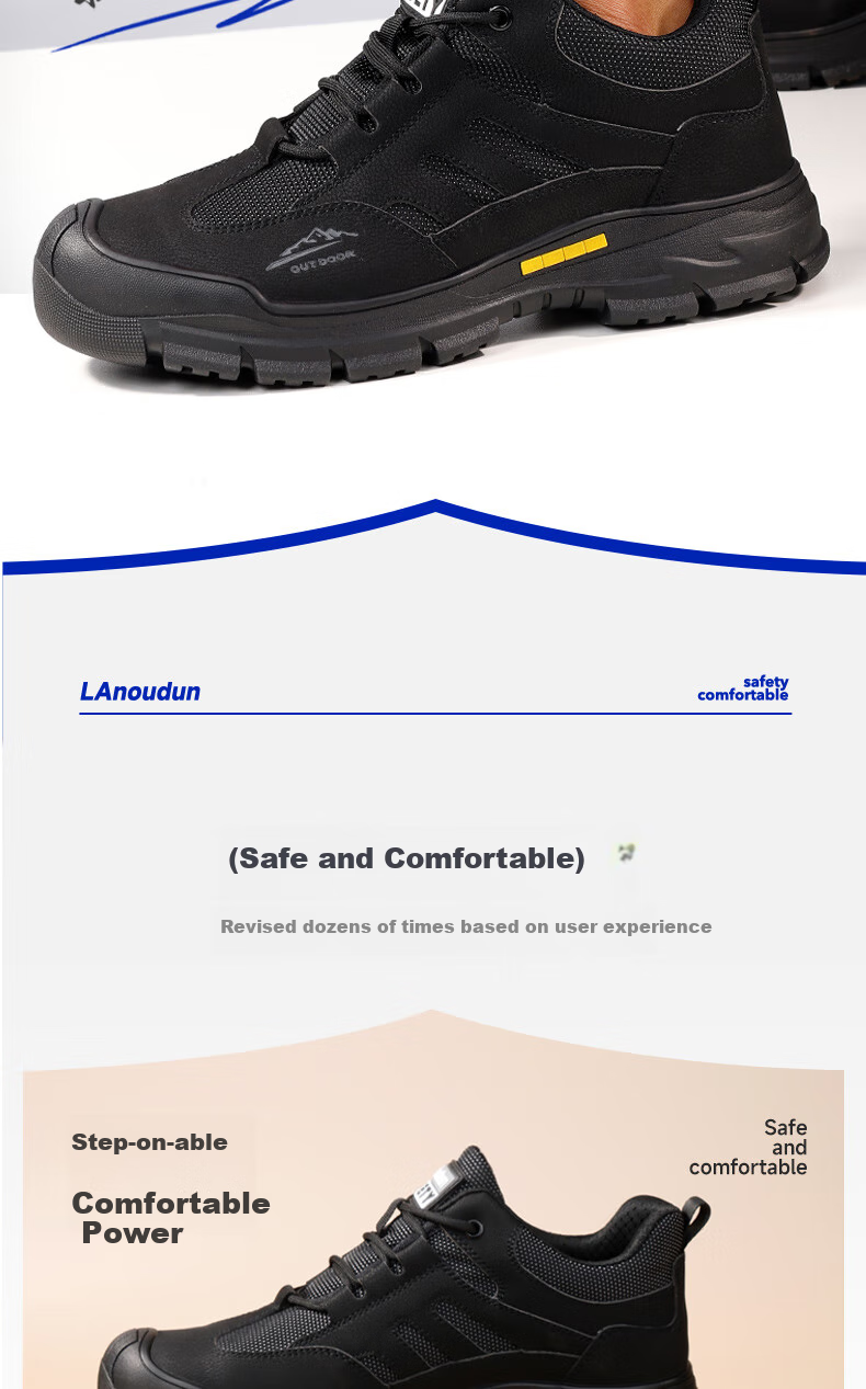 Lanoudun Men's Safety Shoes, Lightweight And Comfortable, New Style with Steel Toe Cap, Puncture-Resistant Soft Sole, Work Boots D253LBK Size 41 2