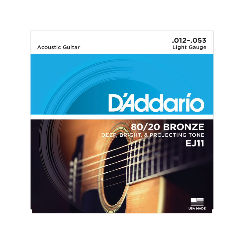 D'Addario EJ11 American Imported Acoustic Guitar Strings Carbon Steel Set 12-53 Brass Wound