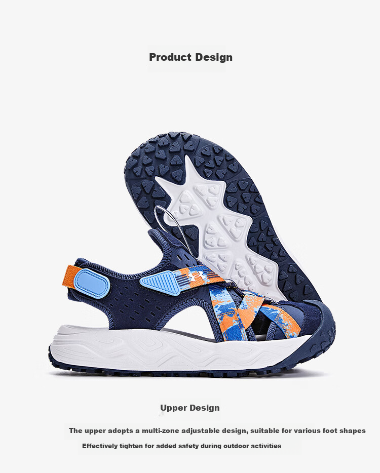 Under Armour Children's Sandals, Summer Boys' Beach Shoes, Protective Closed-Toe Breathable Soft-Soled Velcro Non-Slip River Tracing Shoes 2