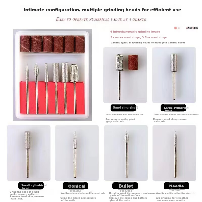 Mingba Nail Drill, Electric Nail File, Nail Removal Machine, Manicure Salon Polishing And Grinding Tool 21