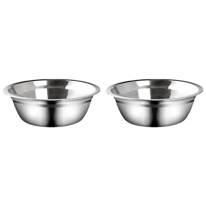 BJ Stainless Steel Bowl, Stainless Steel Bowl, Soup Pot, Kitchen Large Soup Bowl, Rice Bowl, Salad Bowl, Seasoning Bowl, 20CM, Set of 2