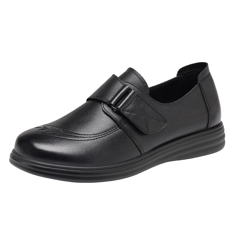 Red Dragonfly Women's New Breathable Slip-On Leather Flats Casual Commuter Work Shoes WTB352021 Black Size 40