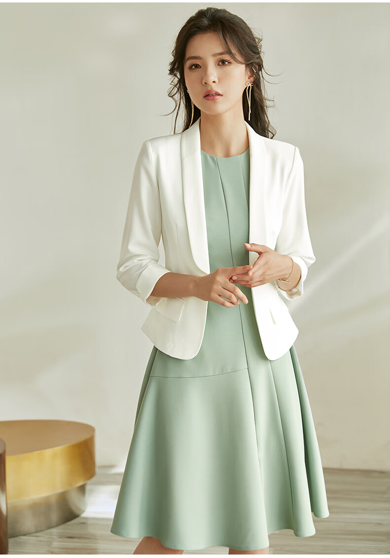 ROEYSHOUSE Women's Professional High-End Spring Suit Slim Fit Short Blazer 09363 White S 3