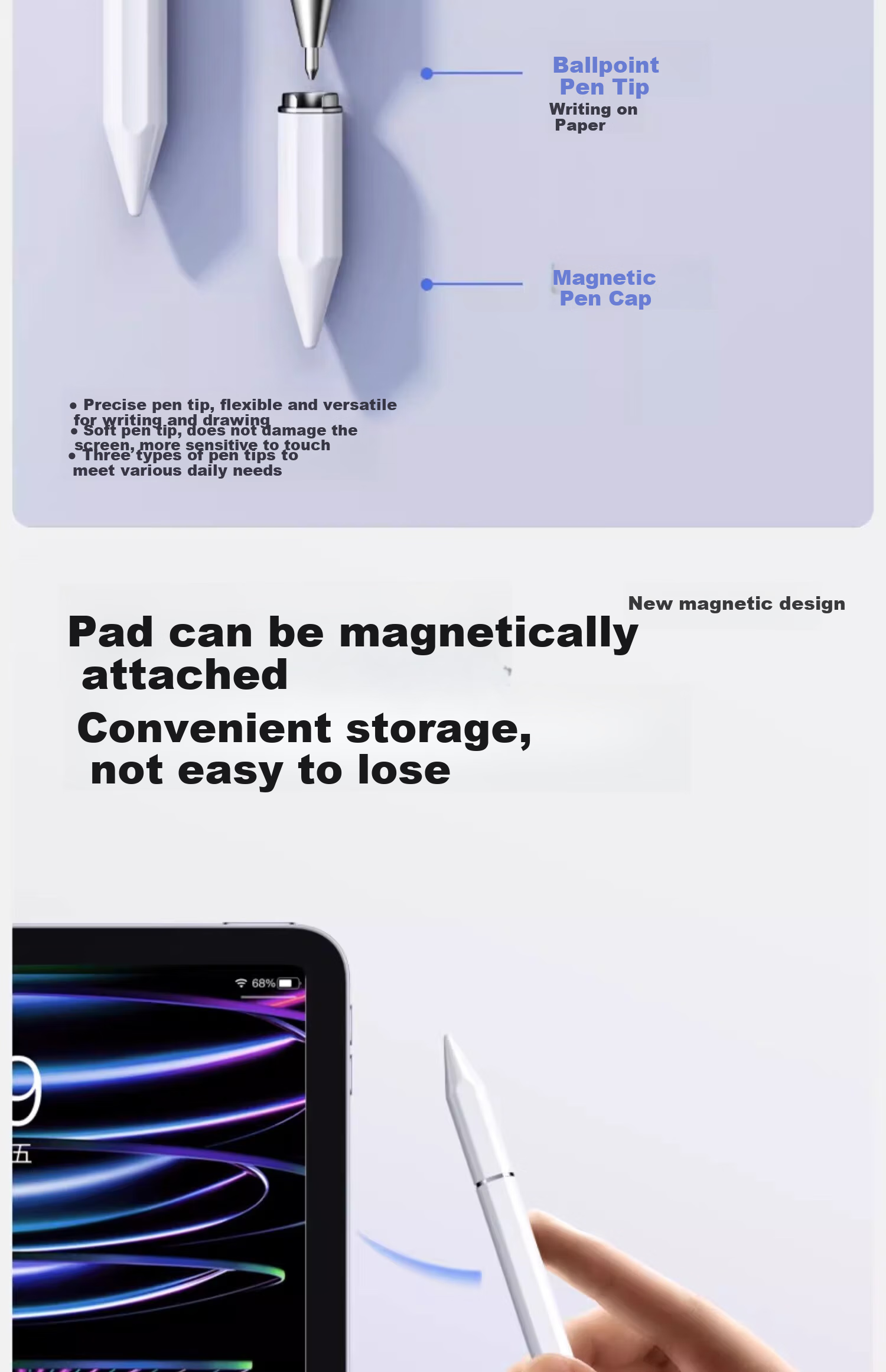 Shanmo Capacitive Stylus Touchscreen Pen Tablet Pen for IPad Huawei Xiaomi, Universal for Tablets And Smartphones, Dual-Head Drawing Stylus for Apple Android 5