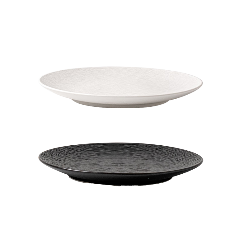 JD Original Plates, Dinner Plates And Tableware, Steak Plates, Western-Style Plates, Ceramic Fruit Plates, 10 Inches, Set of 2, Black *1 And White *1