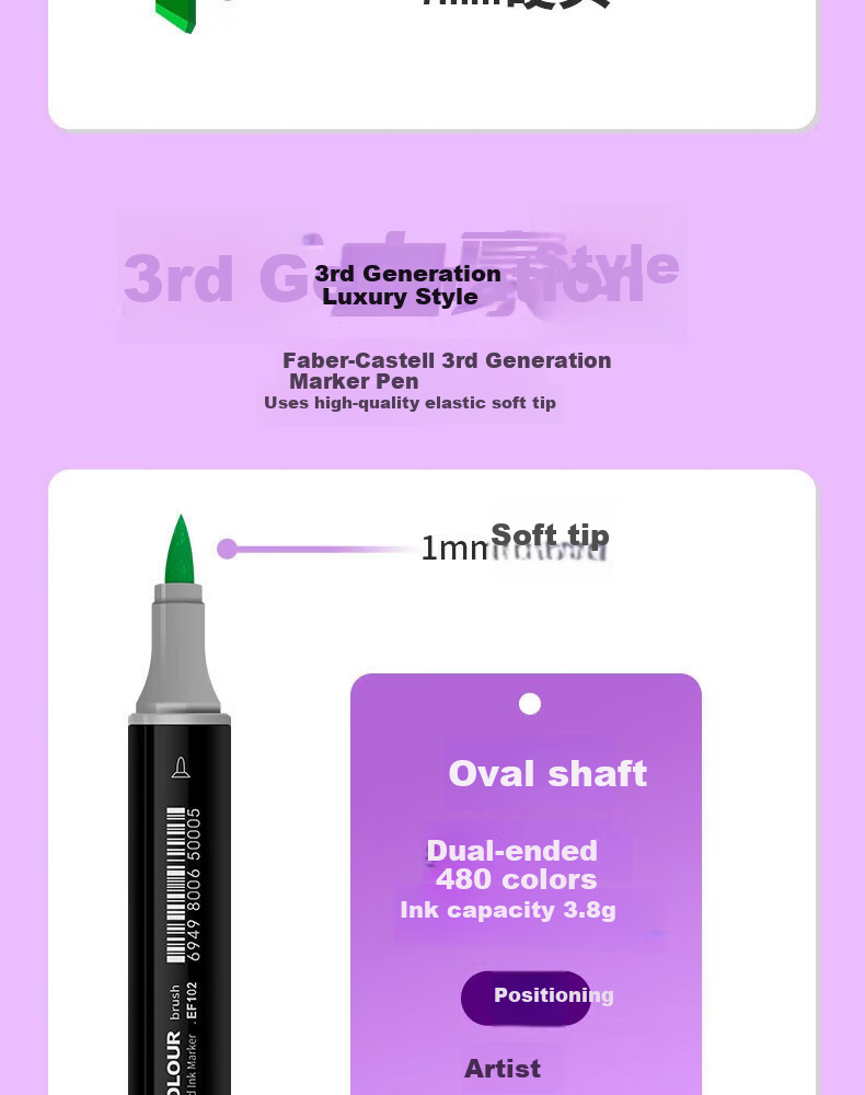 FINECOLOUR 5th Generation Alcohol-Based Dual-Tip Markers, 120 Colors Standard Pencil Case Set (With Base), Art Sketching Watercolor Pens 5
