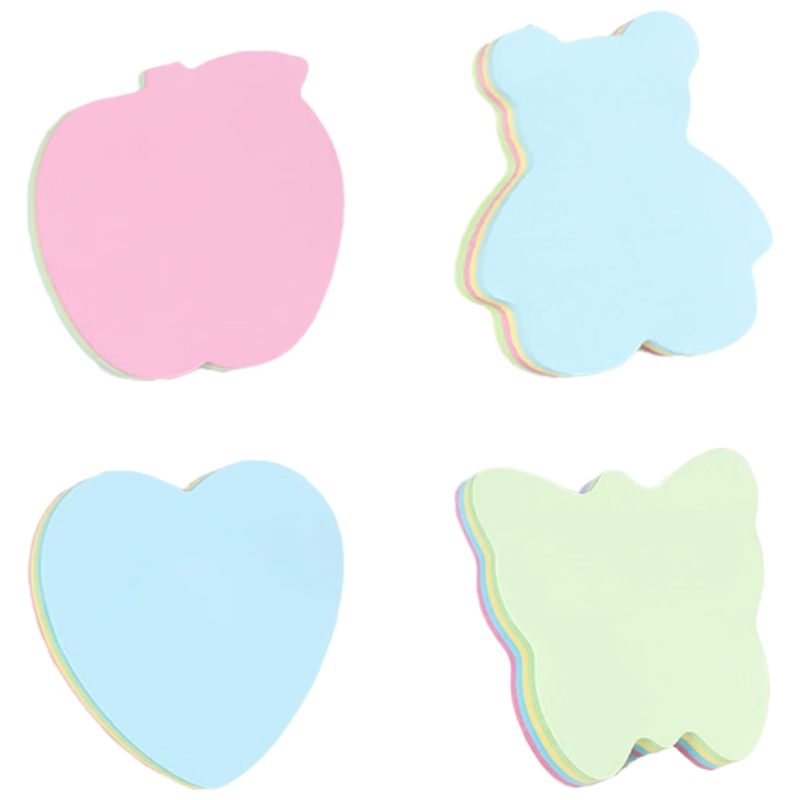 Jufu 400 Sheets Sticky Notes N Times Adhesive Student Use Lightly Sticky Memo Heart Label Self-Adhesive Cute Ins Shaped Sticky Notes 4-Pack